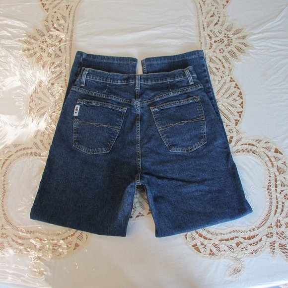 Ikeda Straight-Leg High-Rise 1990s Dark-Wash Blue Jeans Size 32 *no back patch* - Picture 8 of 10